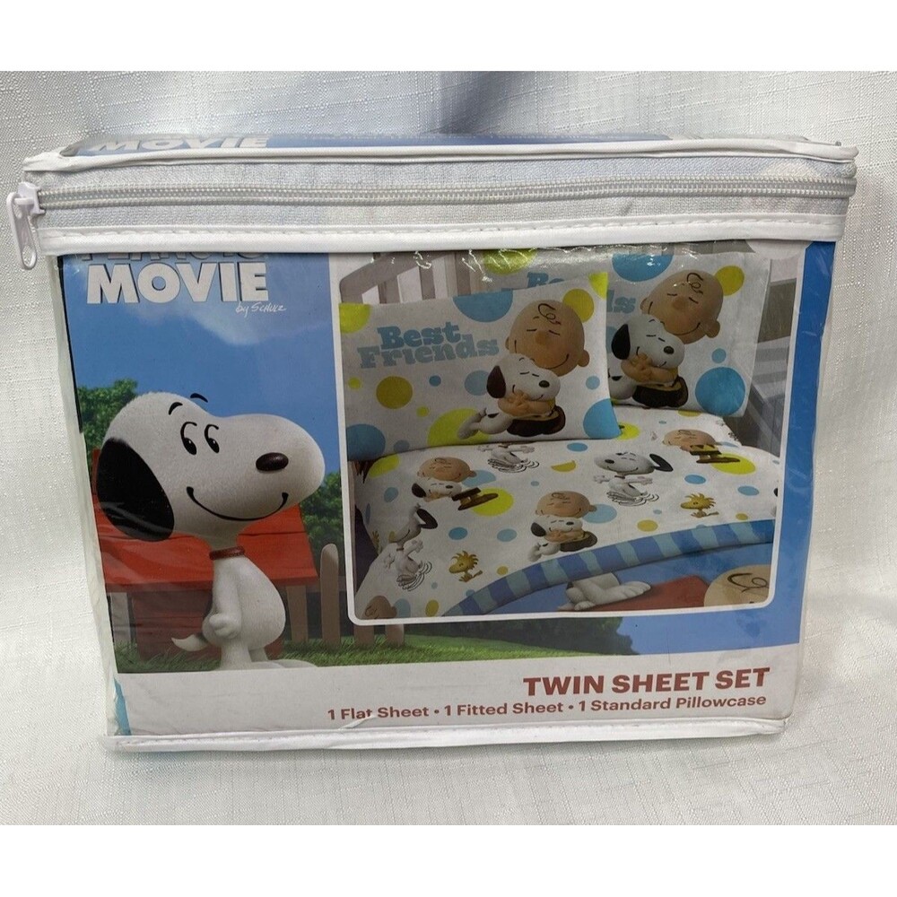 NEW The Peanuts Movie Twin Bed Sheet Set ‘Best Friends’ Charlie Brown Snoopy